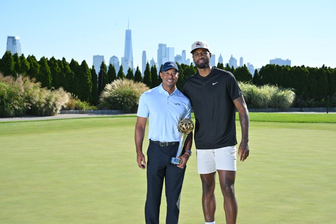 Tiger Woods spotted on the course with an NBA icon, asking for help to support his charity.